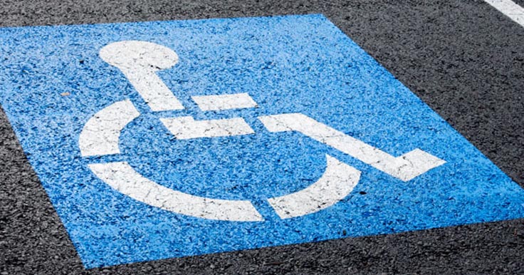 Parking spot showing the international symbol of access
