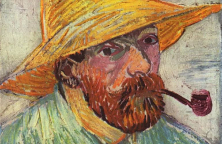 Portrait of Vincent van Gogh smoking a pipe