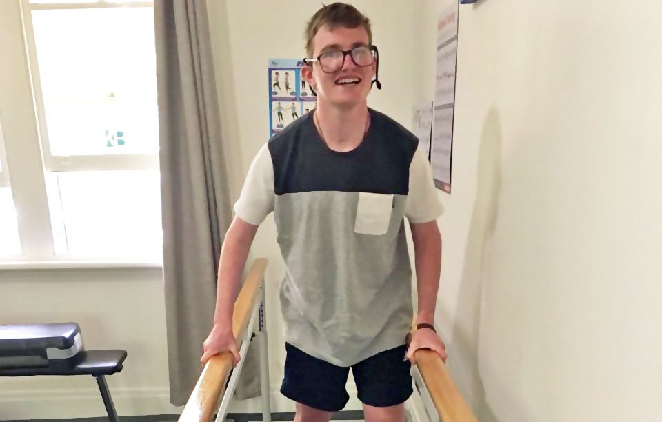 Lachie learning to walk again